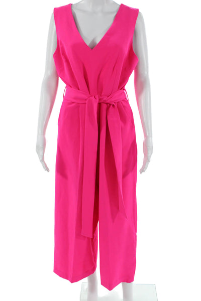 Vince Camuto Womens Pink V-Neck Sleeveless Jumpsuit Size 14