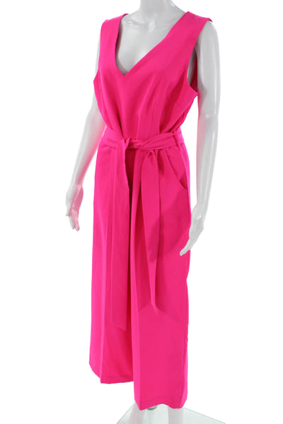 Vince Camuto Womens Pink V-Neck Sleeveless Jumpsuit Size 14