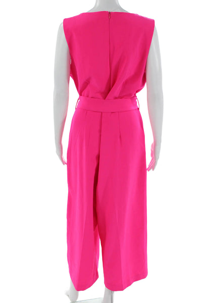 Vince Camuto Womens Pink V-Neck Sleeveless Jumpsuit Size 14