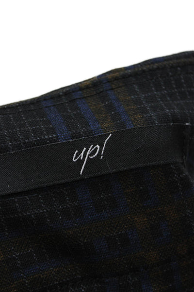 Up! Womens Ankle Dress Pants Black Check Size 12