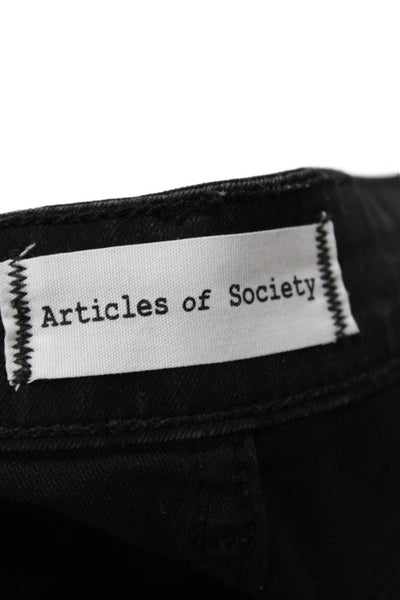Articles of Society Women Ankle Cropped Pants Black Button Size 31