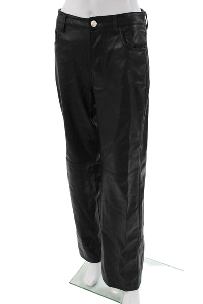 Bershka Womens Biker Pants Black Button Polyester Solid Fall Size 4