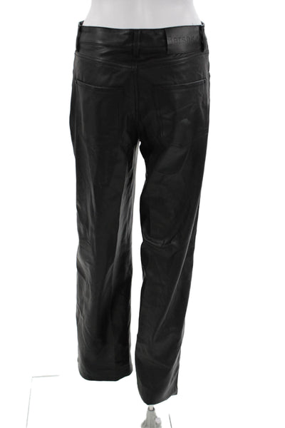 Bershka Womens Biker Pants Black Button Polyester Solid Fall Size 4