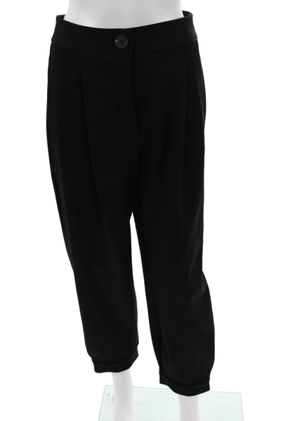 Zara Womens Cropped Harem Pants Black Polyester Button Size S