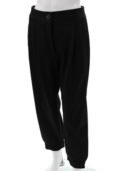 Zara Womens Cropped Harem Pants Black Polyester Button Size S
