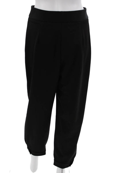 Zara Womens Cropped Harem Pants Black Polyester Button Size S
