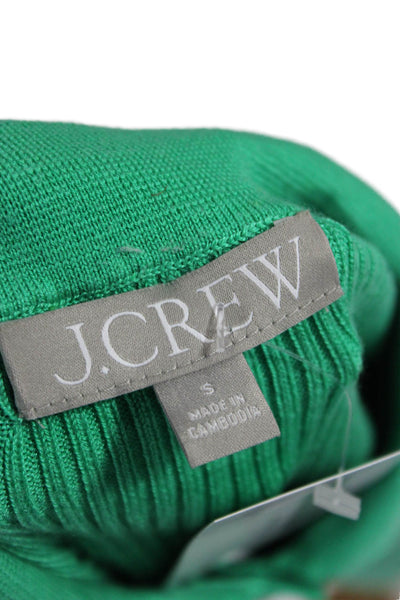 J Crew Women Basic Polo Green Collared Short Sleeve Polyester Blend Size S
