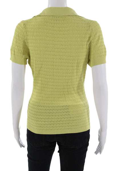 J Crew Women Basic Polo Short Sleeve V Neck Green Polyester Blend Size S