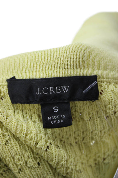 J Crew Women Basic Polo Short Sleeve V Neck Green Polyester Blend Size S