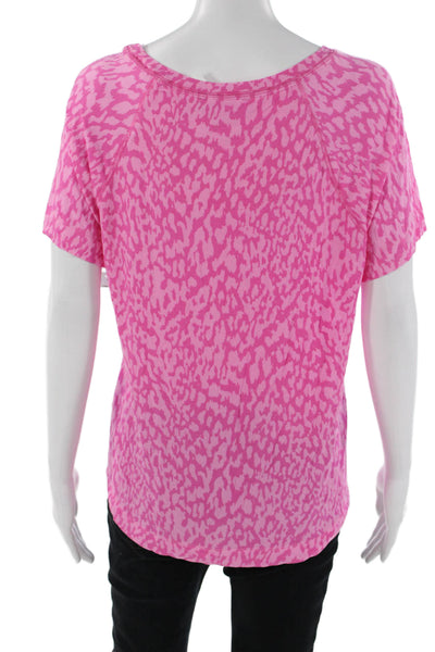 Sanctuary Womens Pink Animal Print Jersey T Shirt Short Sleeve Crew Neck Size M