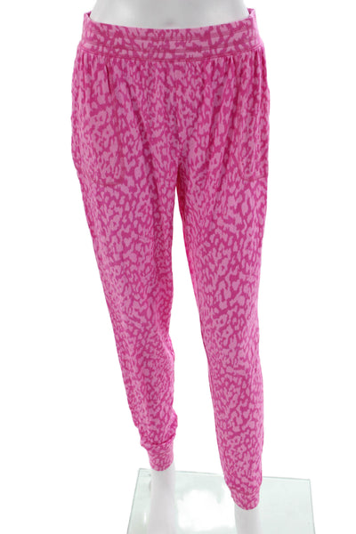 Sanctuary Womens Jogger Sweatpants Pink Animal Print Modal Size M