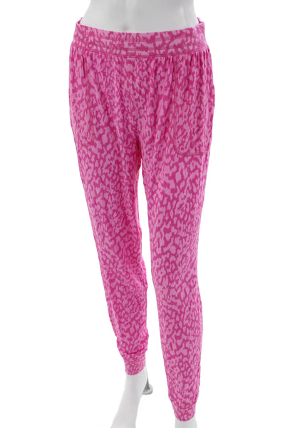 Sanctuary Womens Jogger Sweatpants Pink Animal Print Modal Size M