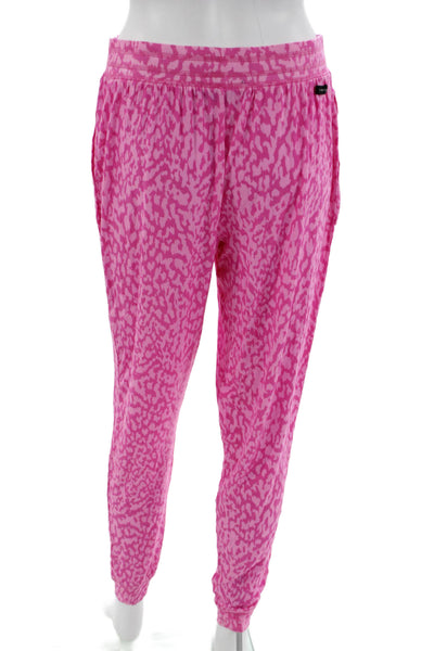 Sanctuary Womens Jogger Sweatpants Pink Animal Print Modal Size M