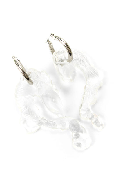Vanessa Schindler Womens Stainless Steel + Clear Bioresin Hoop Earrings