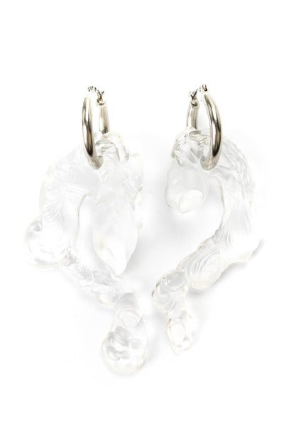 Vanessa Schindler Womens Stainless Steel + Clear Bioresin Hoop Earrings