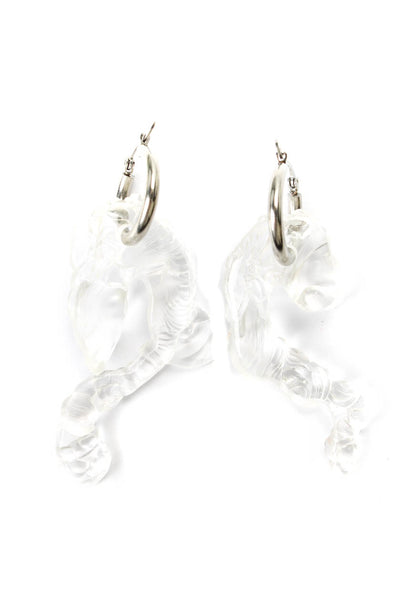 Vanessa Schindler Womens Stainless Steel + Clear Bioresin Hoop Earrings