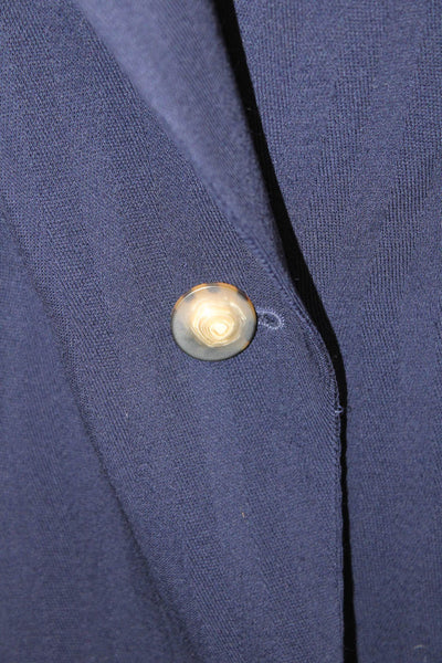 Louis Feraud Women Dark Blue Wool Blazer Collar Button Long Sleeve Size 14