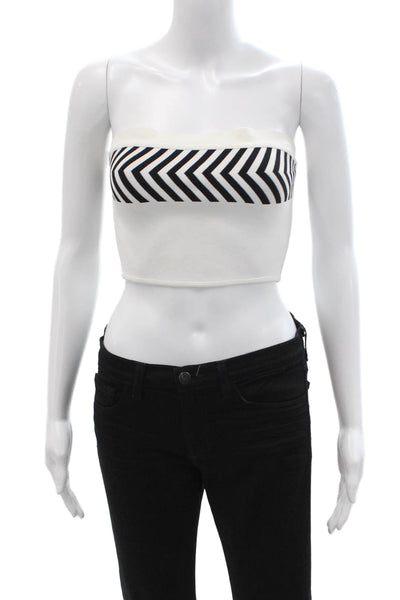 Herve Leger Womens Cropped Strapless Geometric Zip Viscose Lycra Top Size L