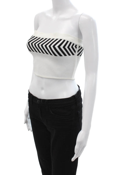 Herve Leger Womens Cropped Strapless Geometric Zip Viscose Lycra Top Size L