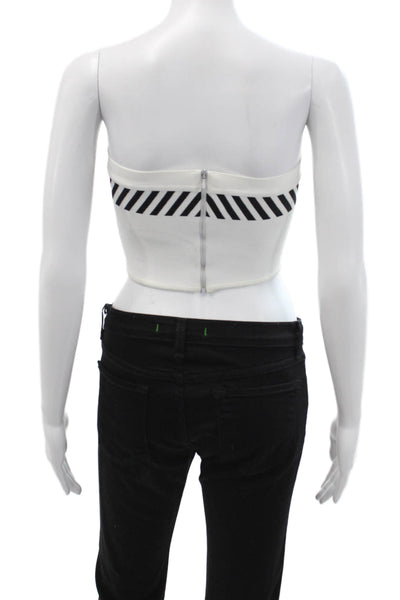 Herve Leger Womens Cropped Strapless Geometric Zip Viscose Lycra Top Size L