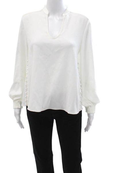 La Ligne Women Tunic Blouse White Long Sleeve Button Size XS