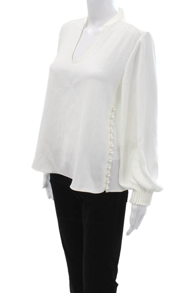 La Ligne Women Tunic Blouse White Long Sleeve Button Size XS