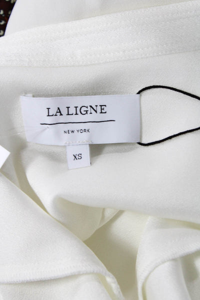 La Ligne Women Tunic Blouse White Long Sleeve Button Size XS