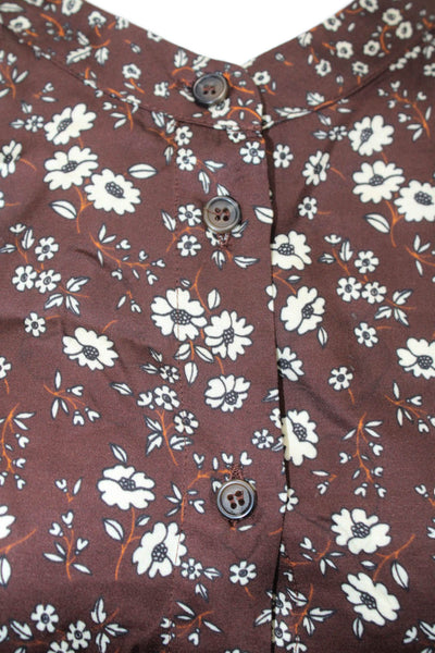 Gerard Darel Women Brown Floral Viscose Long Sleeve Button-Up Blouse Size 38