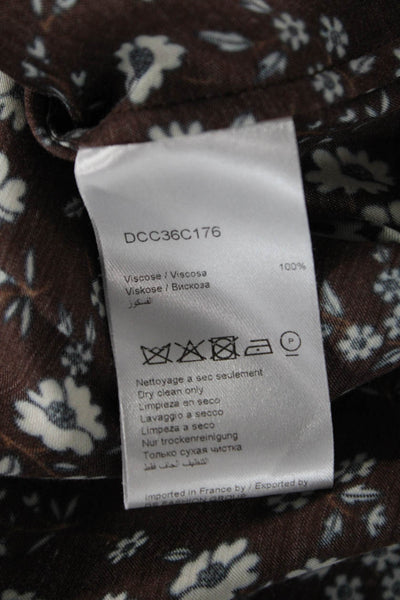 Gerard Darel Women Brown Floral Viscose Long Sleeve Button-Up Blouse Size 38