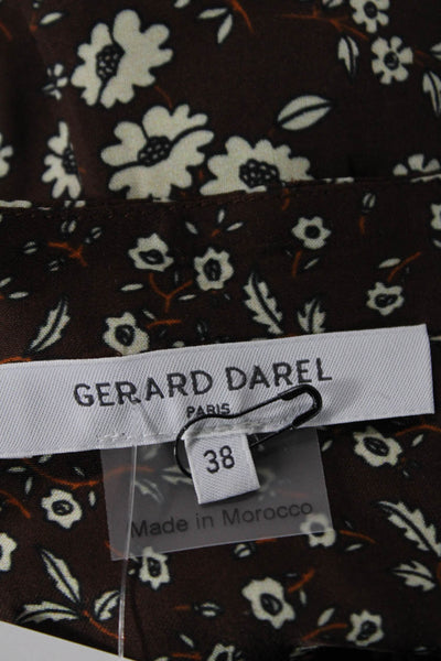 Gerard Darel Women Brown Floral Viscose Long Sleeve Button-Up Blouse Size 38