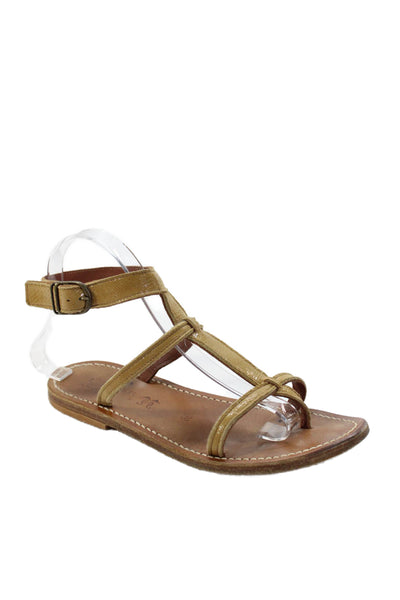 Kjaques St. Tropez Womens Leather Strappy Sandals Beige Size EUR 38