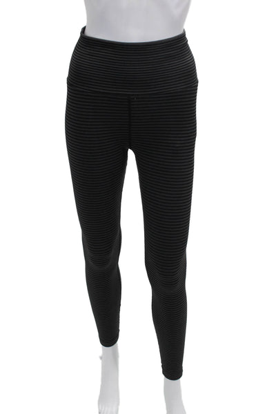 Spiritual Gangster Womens Ankle Leggings Black Striped Size M