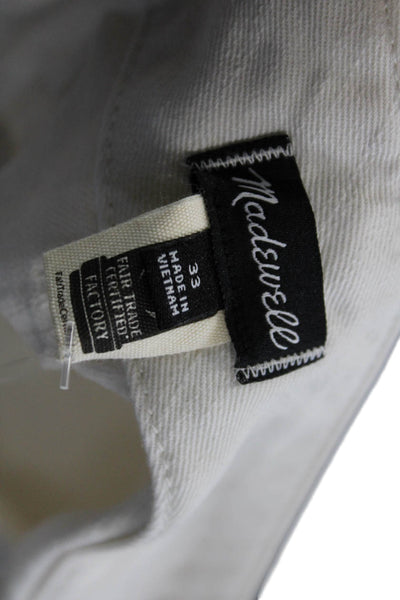 Madewell Unisex Chino Shorts White Cotton Button Beach Size 33