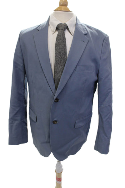 Frank & Oak Men Blue Collared Blazer Button Long Sleeve Cotton Blend Size 44