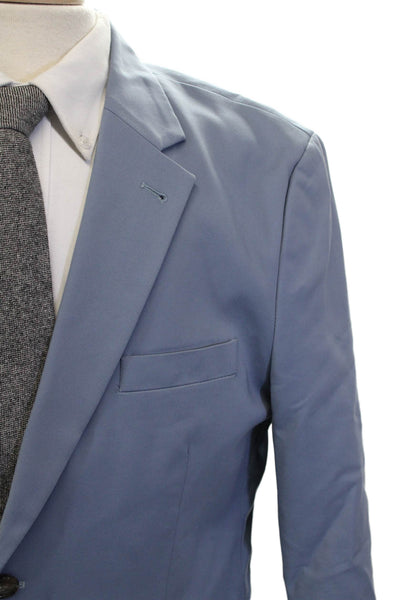 Frank & Oak Men Blue Collared Blazer Button Long Sleeve Cotton Blend Size 44