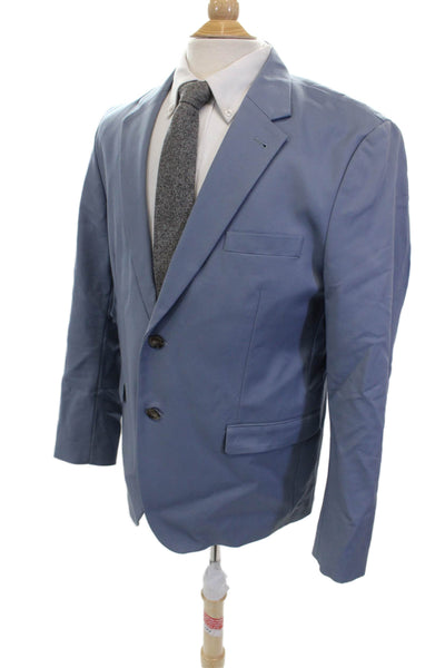 Frank & Oak Men Blue Collared Blazer Button Long Sleeve Cotton Blend Size 44