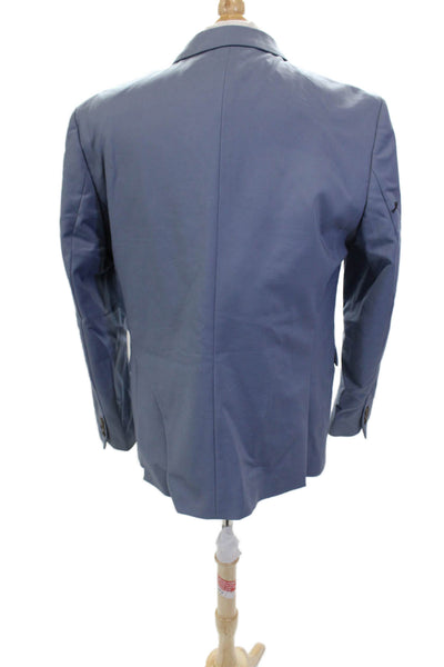 Frank & Oak Men Blue Collared Blazer Button Long Sleeve Cotton Blend Size 44