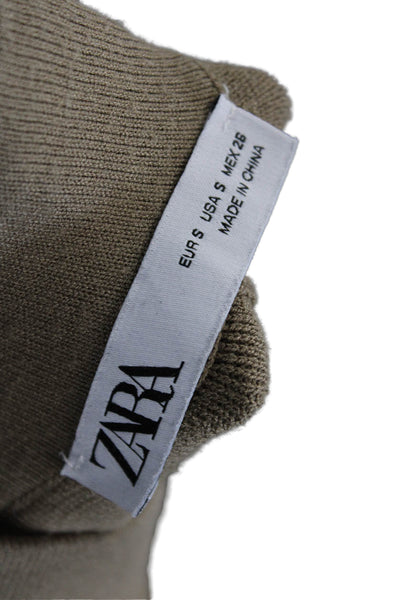 Zara Women Cropped Brown Pants Viscose Polyester Nylon Size S