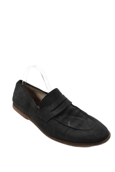 Zara Mens Slip On Round Toe Suede Loafers Dark Gray Size 45