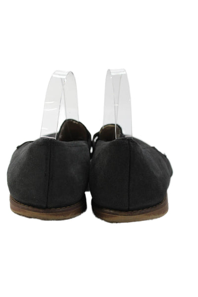 Zara Mens Slip On Round Toe Suede Loafers Dark Gray Size 45