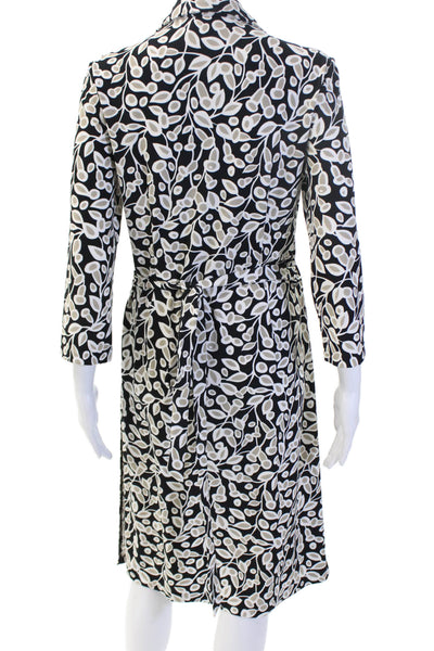 Ann Taylor Womens Black Collared Shirt Dress 3/4 Sleeve Tie Waist Size 10