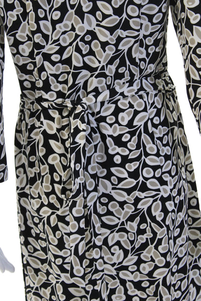 Ann Taylor Womens Black Collared Shirt Dress 3/4 Sleeve Tie Waist Size 10