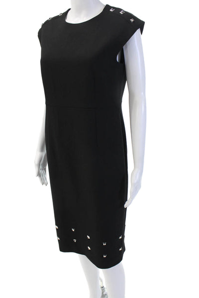 BOSS Womens Sheath Dress Black Knee Length Round Neck Size 6P