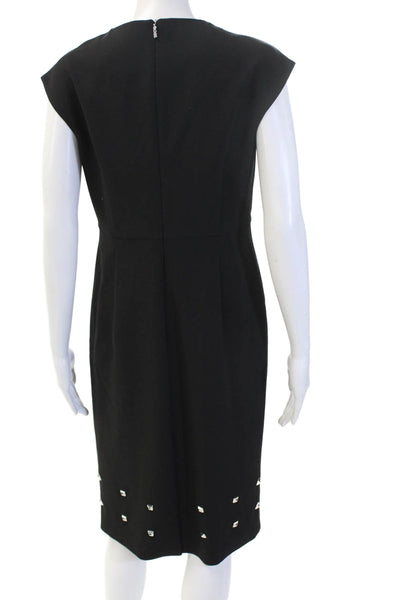 BOSS Womens Sheath Dress Black Knee Length Round Neck Size 6P