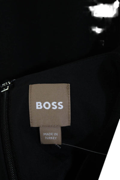 BOSS Womens Sheath Dress Black Knee Length Round Neck Size 6P