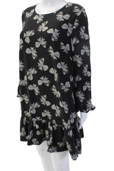 Essentiel Antwerp Women Shift Dress Black Silk Long Sleeve Knee Length Size 38
