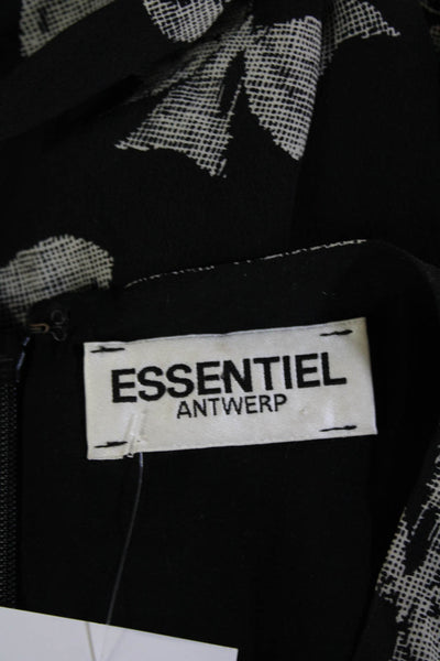 Essentiel Antwerp Women Shift Dress Black Silk Long Sleeve Knee Length Size 38