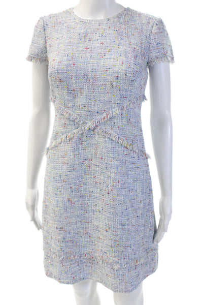 Eliza J Women Shift Dress Light Blue Knee Length Round Neck Size 2