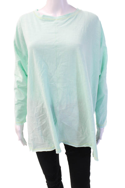 Mersea Women Basic Tunic Light Blue Cotton Round Neck 3/4 Sleeve Size L