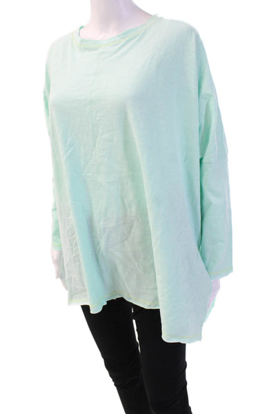 Mersea Women Basic Tunic Light Blue Cotton Round Neck 3/4 Sleeve Size L